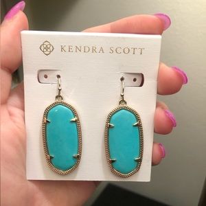 Kendra Scott Earrings - Elle Silver w/ Turquoise Stone (orig price $65)